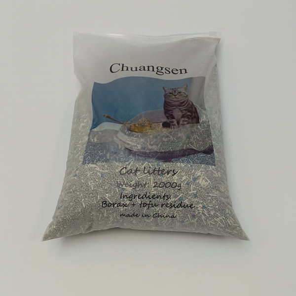 Chuangsen Cat litters Borax tofu mixed cat litter | 2000g, natural ingredients, highly effective in clumping and deodorizing
