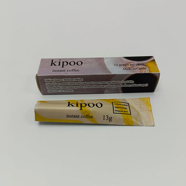 kipoo instant coffee 13g individual packaging, ready to dissolve in either hot or cold water, 0 added pure coffee powder