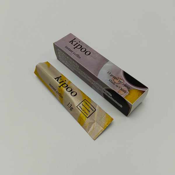 kipoo instant coffee 13g individual packaging, ready to dissolve in either hot or cold water, 0 added pure coffee powder