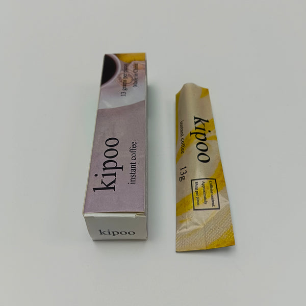 kipoo instant coffee 13g individual packaging, ready to dissolve in either hot or cold water, 0 added pure coffee powder