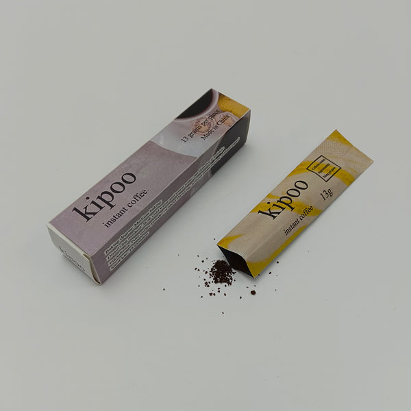 kipoo instant coffee 13g individual packaging, ready to dissolve in either hot or cold water, 0 added pure coffee powder