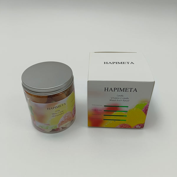 HAPIMETA Candy Mixed Fruit Flavor, 200g Jar, Low Sweetness, Refreshing & Nutritious, Ideal for Kids & Adults