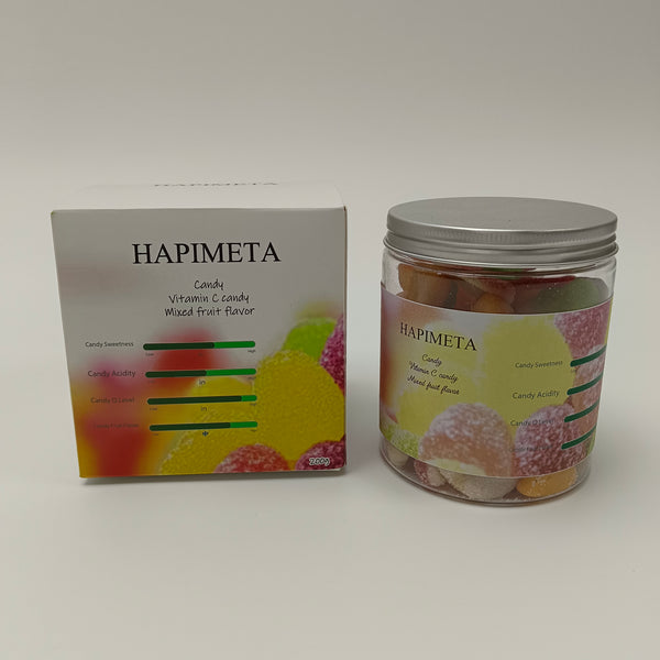 HAPIMETA Candy Mixed Fruit Flavor, 200g Jar, Low Sweetness, Refreshing & Nutritious, Ideal for Kids & Adults