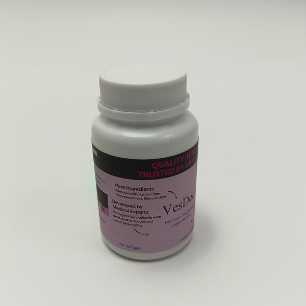 VesDee Feminine deodorant suppositories 30 Softgels, Pure Natural & Gluten - Free, Easy Absorption