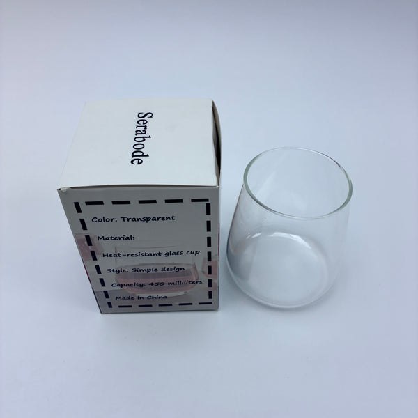 Serabode Drinking glasses 450ml Glass Cup, Simple Design Clear Drinking Glasses for Water, Juice, Whiskey, Daily Use