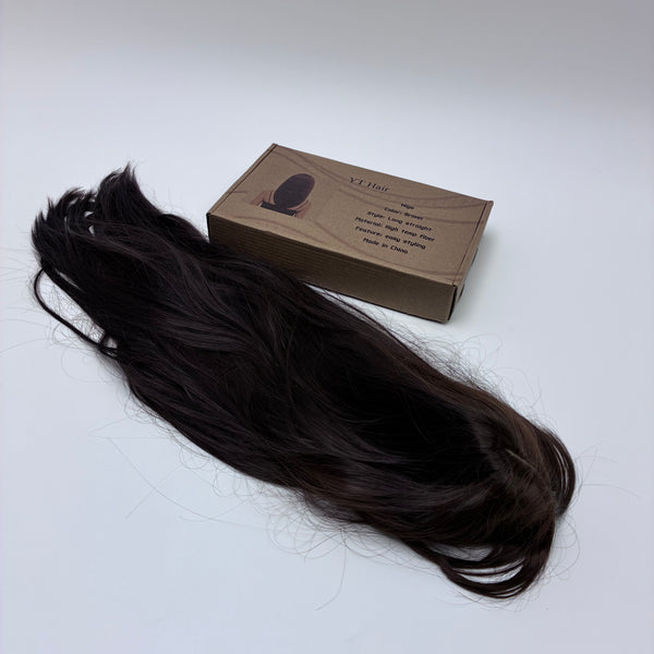 YT Hair Wigs Brown Long Straight Wig, High Temp Fiber Synthetic Hair Extension, Easy Styling, Natural Look