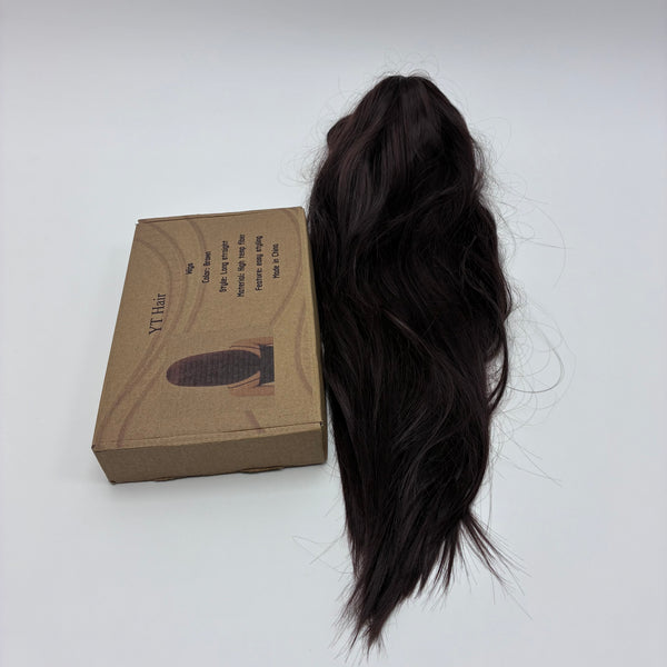 YT Hair Wigs Brown Long Straight Wig, High Temp Fiber Synthetic Hair Extension, Easy Styling, Natural Look
