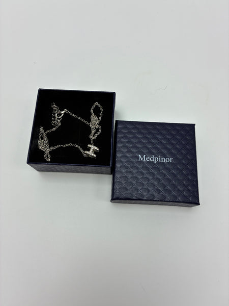 Medpinor Necklaces [jewellery] Letter H Necklace for Women - 925 Silver with Cubic Zirconia, Dainty Initial Pendant