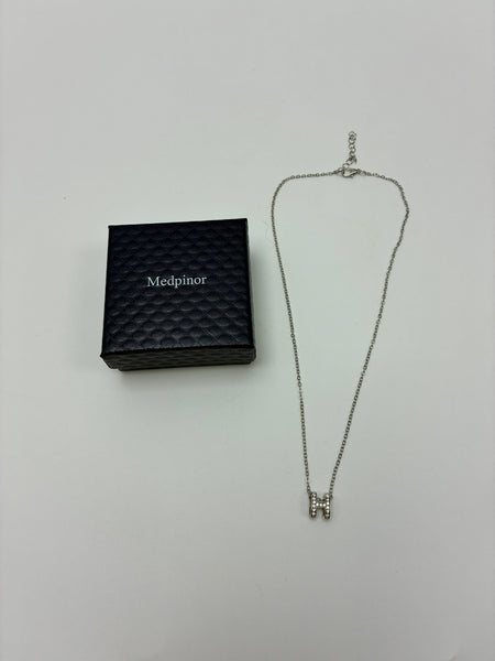 Medpinor Necklaces [jewellery] Letter H Necklace for Women - 925 Silver with Cubic Zirconia, Dainty Initial Pendant