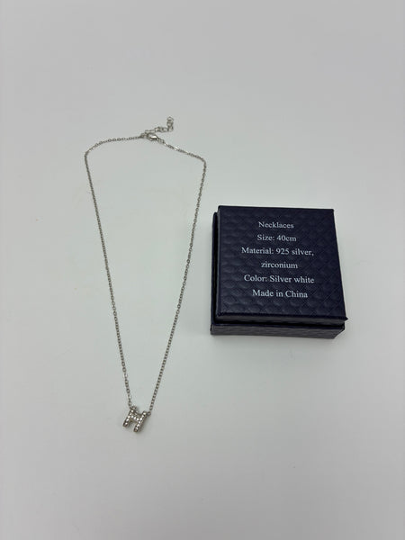 Medpinor Necklaces [jewellery] Letter H Necklace for Women - 925 Silver with Cubic Zirconia, Dainty Initial Pendant