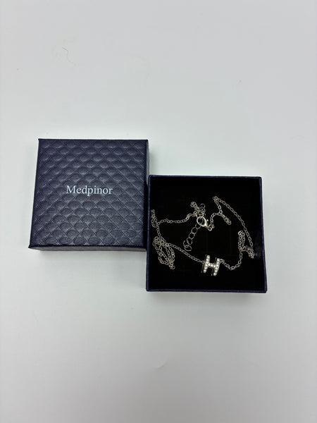 Medpinor Necklaces [jewellery] Letter H Necklace for Women - 925 Silver with Cubic Zirconia, Dainty Initial Pendant