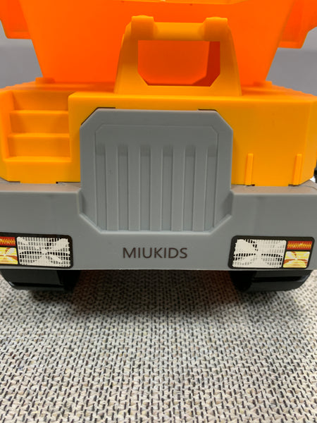 MIUKIDS toy vehides Engineering dump truck - Orange dump toy vehicle with realistic tires and headlights