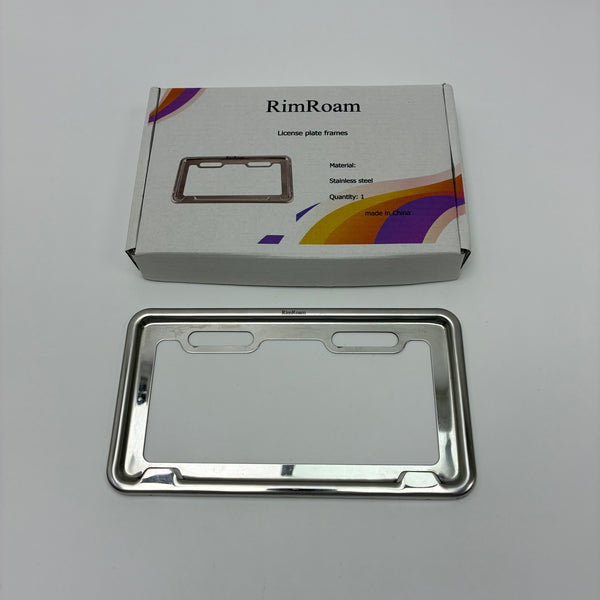 RimRoam License plate frames Stainless Steel License Plate Frame, with Anti-Theft Screw Caps