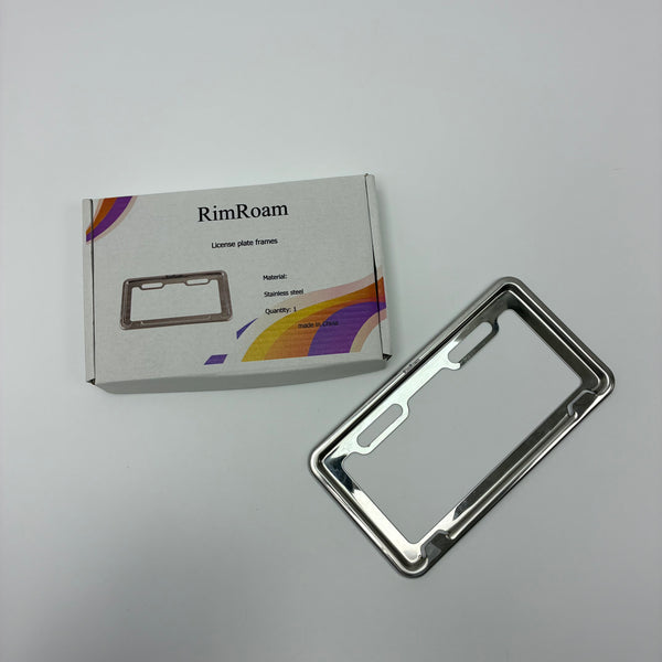 RimRoam License plate frames Stainless Steel License Plate Frame, with Anti-Theft Screw Caps