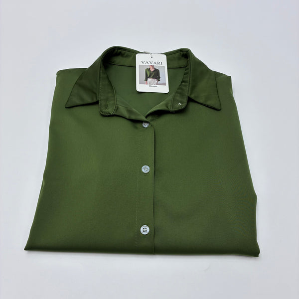 VAVARI Blouses Casual Long Sleeve Blouse - Elegant Solid Color Turn-down Collar Button Down Loose Top