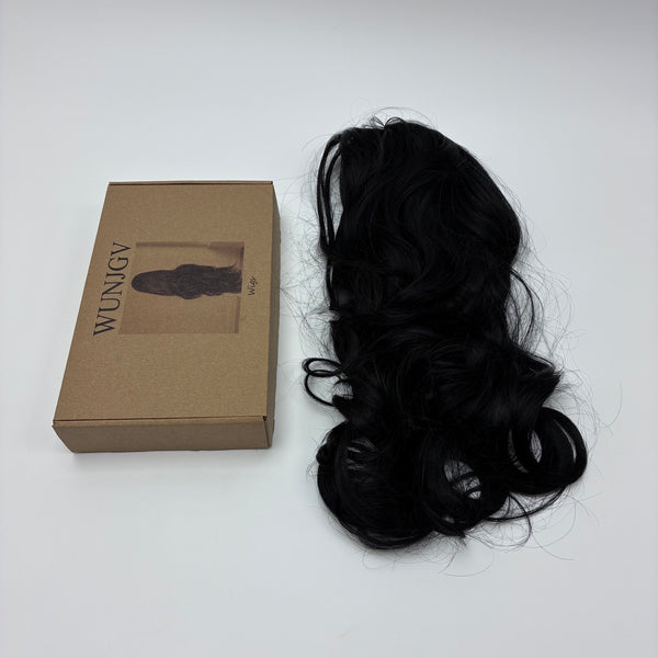 WUNJGV Wigs Natural Black Long Curly Hair Wig, Daily Party Cosplay Wig for Women