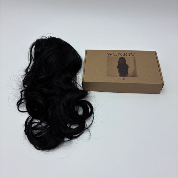 WUNJGV Wigs Natural Black Long Curly Hair Wig, Daily Party Cosplay Wig for Women