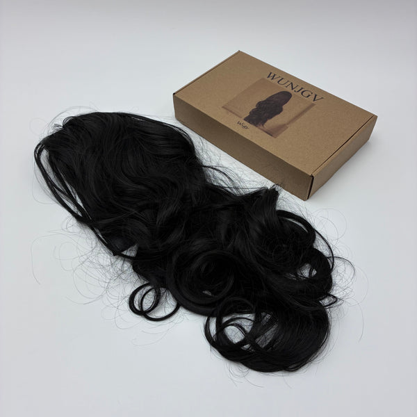 WUNJGV Wigs Natural Black Long Curly Hair Wig, Daily Party Cosplay Wig for Women