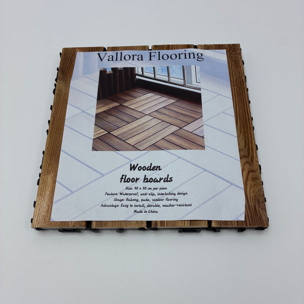 Vallora Flooring Wooden floor boards Interlocking Wooden Floor Boards – 30x30cm, for Outdoor, Balcony, and Indoor Use