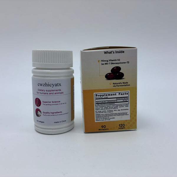 cwzhicyatx Dietary supplements for humans and animals 90mcg Naturally Fermented for Humans & Animals, 120 Softgels, Supports Bone & Heart Health