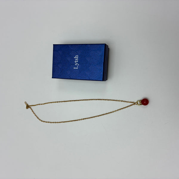 Lytsh Necklaces [jewellery] Minimalist Red Bead Pendant Necklace for Women, Trendy Fashion Jewelry for Daily Wear