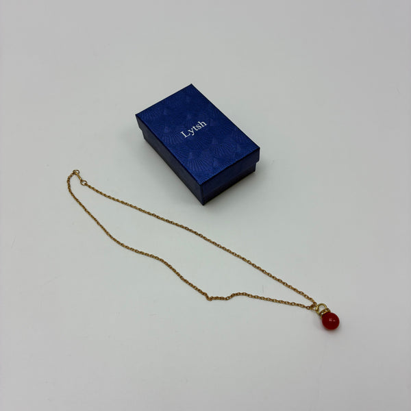 Lytsh Necklaces [jewellery] Minimalist Red Bead Pendant Necklace for Women, Trendy Fashion Jewelry for Daily Wear
