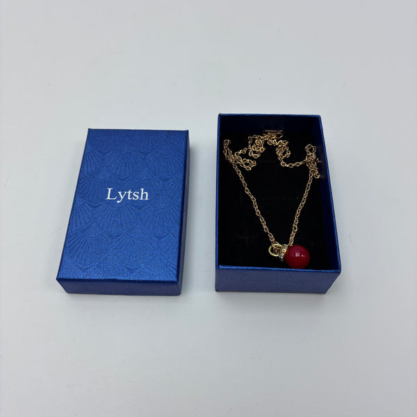 Lytsh Necklaces [jewellery] Minimalist Red Bead Pendant Necklace for Women, Trendy Fashion Jewelry for Daily Wear