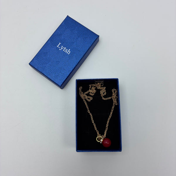 Lytsh Necklaces [jewellery] Minimalist Red Bead Pendant Necklace for Women, Trendy Fashion Jewelry for Daily Wear