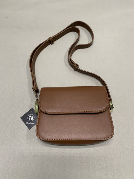 PE4U Handbags Exquisite PU Leather Handbag for Travel, Work, Brown