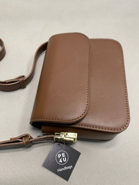 PE4U Handbags Exquisite PU Leather Handbag for Travel, Work, Brown