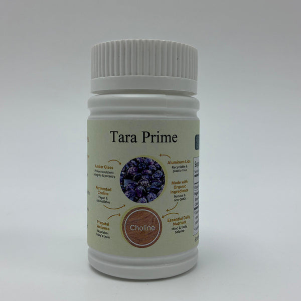 Tara Prime Health food supplements Vegan Choline Complex Supplement, 60 Tablets - Fermented Choline & Organic Greens