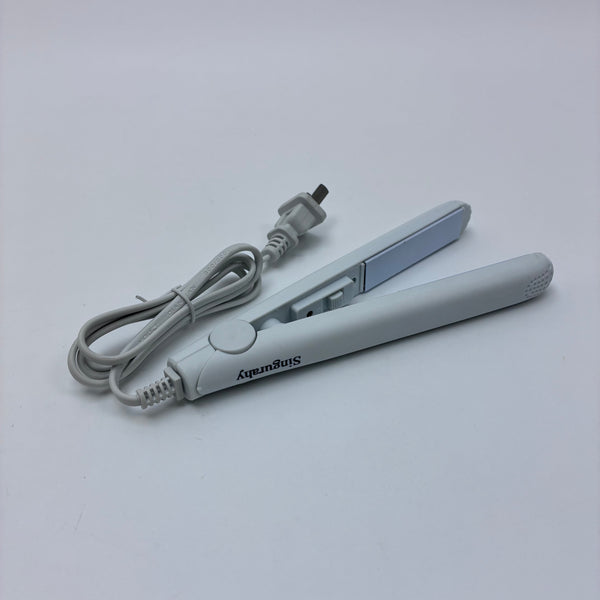 Singurahy Electric hair straightening irons Small Portable Electric Hair Straightener with Adjustable Temperature and Quick Heating (White)
