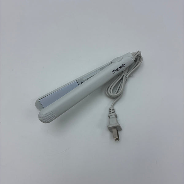 Singurahy Electric hair straightening irons Small Portable Electric Hair Straightener with Adjustable Temperature and Quick Heating (White)