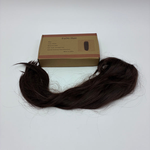 FeiNi Hair Wigs Natural Looking Heat Resistant Fiber Wigs for Women, Easy to Attach (Brown, Straight)