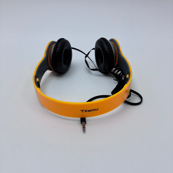 Tilemu Headphones Wired Foldable Stereo Sound for Smartphones, Laptops, and Kids (Orange)