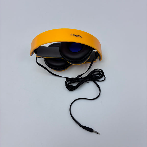 Tilemu Headphones Wired Foldable Stereo Sound for Smartphones, Laptops, and Kids (Orange)