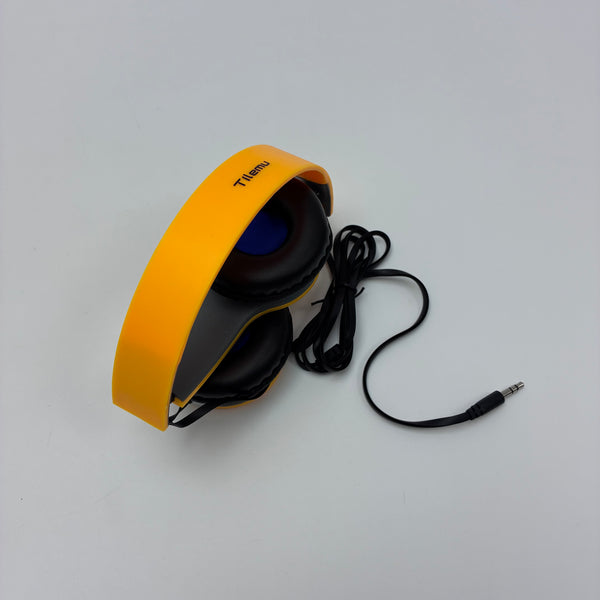 Tilemu Headphones Wired Foldable Stereo Sound for Smartphones, Laptops, and Kids (Orange)