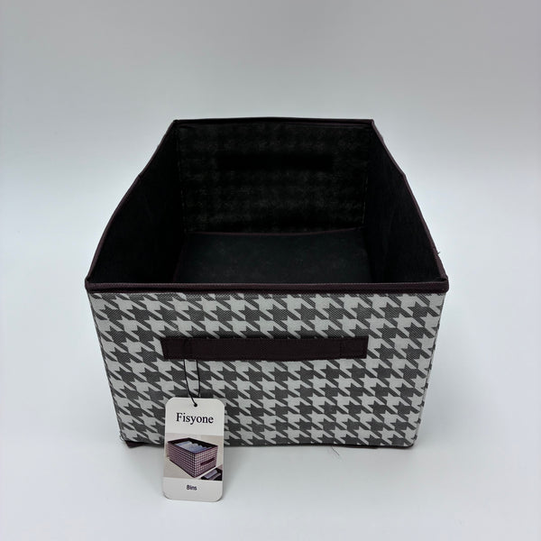 Fisyone Bins Foldable Fabric Organizer Box for Closet, Toys, Clothes, Blankets, Large Capacity Collapsible Cube Storage Basket for Home, Bedroom, Living Room (Black/White)