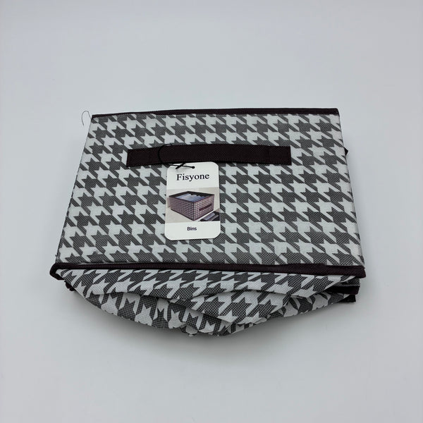 Fisyone Bins Foldable Fabric Organizer Box for Closet, Toys, Clothes, Blankets, Large Capacity Collapsible Cube Storage Basket for Home, Bedroom, Living Room (Black/White)