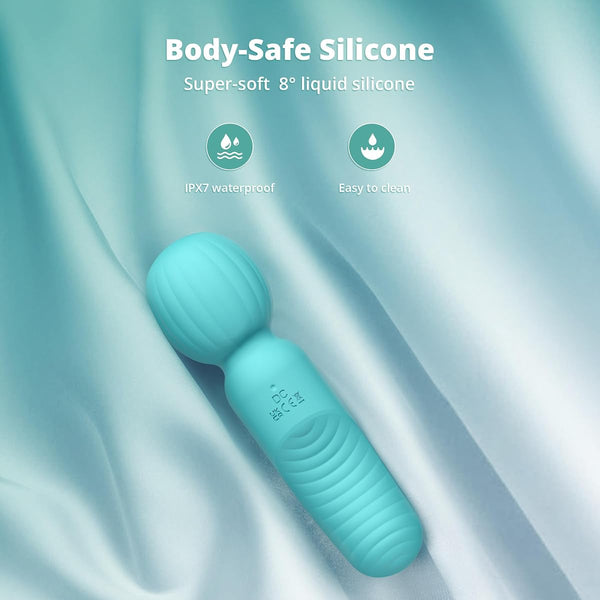 OHLEX Marshmallow Soft Flexible Mini Wand Vibrator Mini Wand Massager, 10 Vibration Modes, 360° Flexible Head, Soft Silicone