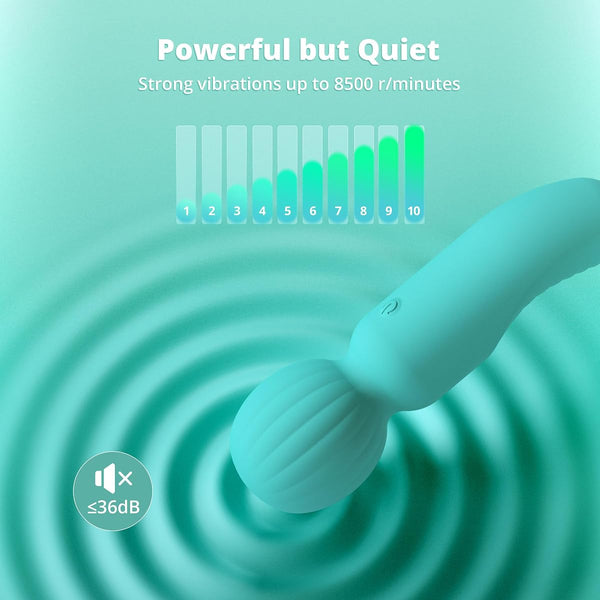 OHLEX Marshmallow Soft Flexible Mini Wand Vibrator Mini Wand Massager, 10 Vibration Modes, 360° Flexible Head, Soft Silicone