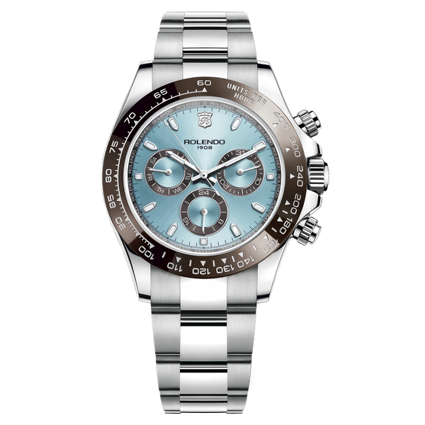 ROLENDO Watches Fashionable Mechanical Watches, Stainless Steel Band, Light Blue Dial
