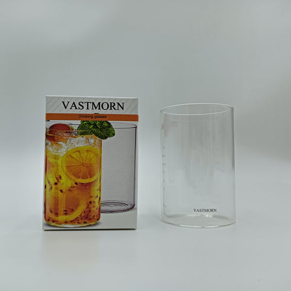 VASTMORN Drinking glasses Borosilicate Glass Drinking Glasses, 250ml Capacity, Clear Cylindrical Tumblers