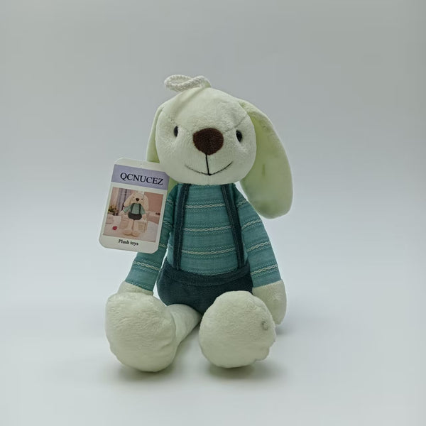 QCNUCEZ Plush toys Soft Plush Bunny Rabbit Toy with Striped Teal Outfit