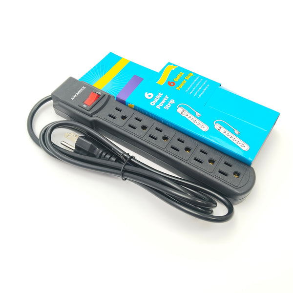 ANERDECK Plugboards Power Strip with 6 Outlets, Black, On/Off Switch with Power Cord