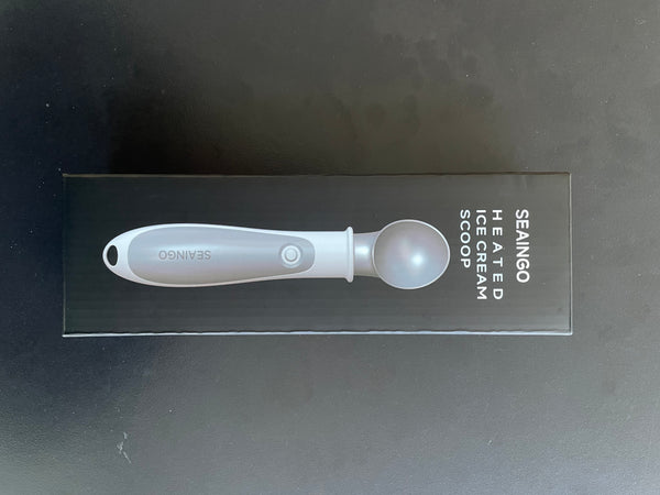 SEAINGO Heated Ice Cream Scoop - Rechargeable, ON/OFF Safety Lock Switch, Two Warming Modes, Ergonomic Handle, Electric Kitchen Tool Nonstick Scooper for Gelato, Frozen Yogurt, Sorbet & More